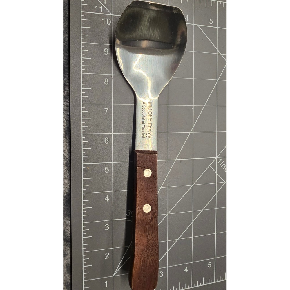 Mid Ohio Energy Stainless Steel Ice Cream Scoop Wood Handle Advertising Tool